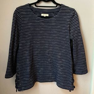 Madewell 3/4 sleeve navy striped sweater
